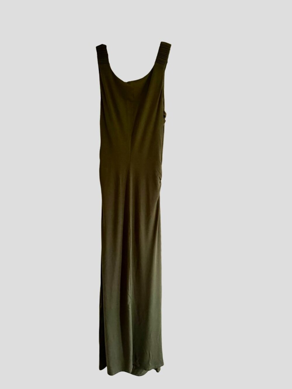 Lucky Brand Olive Green Stretch Boho Maxi Dress Side Slit Size S - Picture 2 of 3